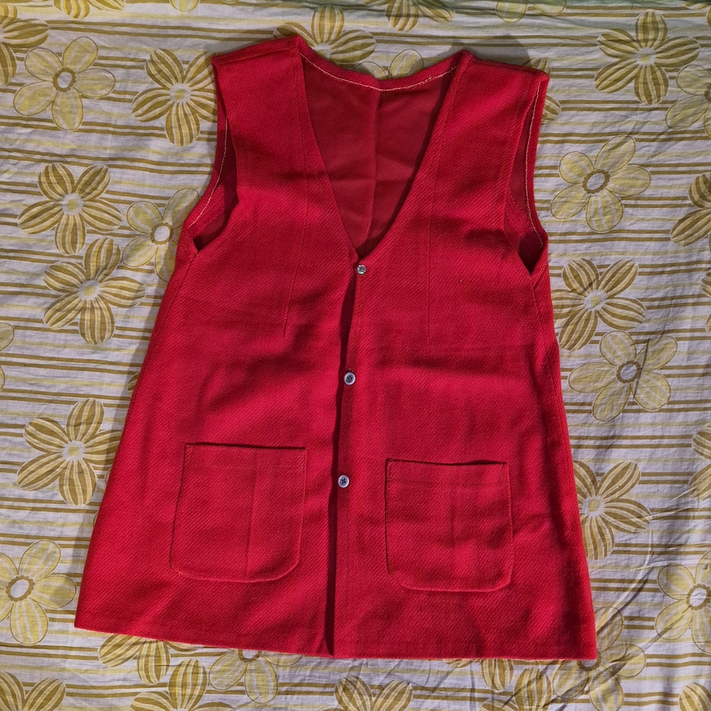 Vintage Red Sleeveless Button Front Vest